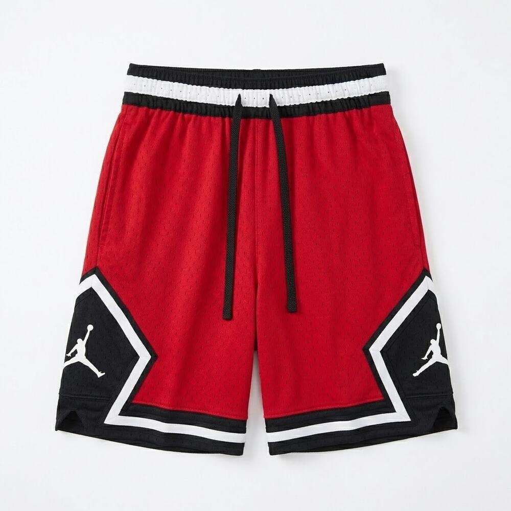 Nike Air Jordan Sport Diamond Mesh Dri Fit Shorts Red Black Gym Mens Small